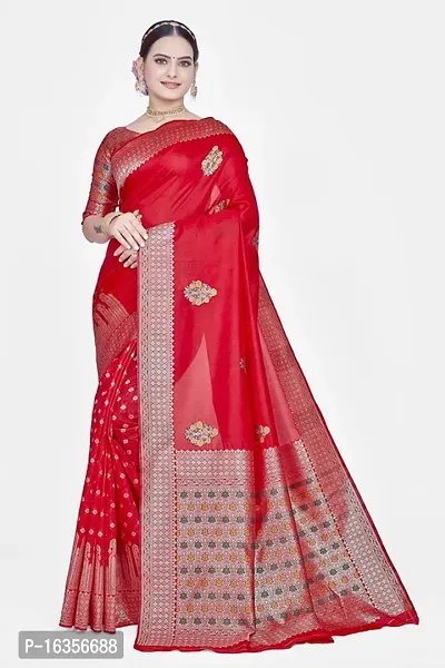 Stylish Art Silk Zari Work Saree With Blouse Piece For Women-thumb0