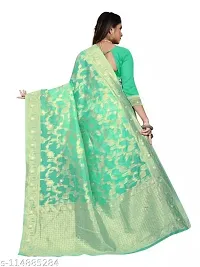 Stylish Silk Blend Zari Saree With Blouse Piece For Women-thumb2