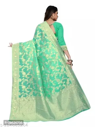 Stylish Silk Blend Zari Saree With Blouse Piece For Women-thumb3