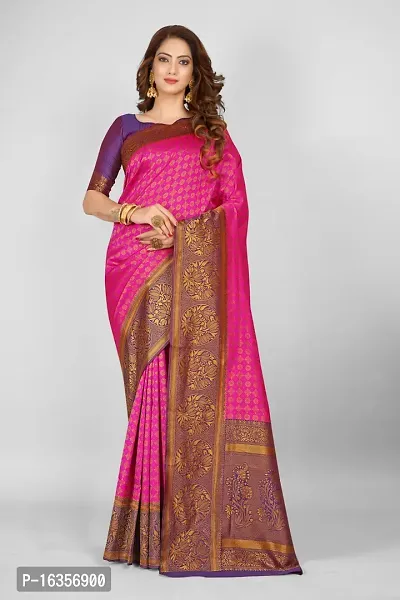 Stylish Art Silk Zari Work Saree With Blouse Piece For Women