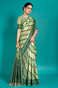 Stylish Silk Blend Zari Saree With Blouse Piece For Women-thumb1