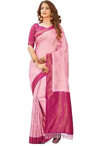 Stylish Art Silk Zari Work Saree With Blouse Piece For Women-thumb2