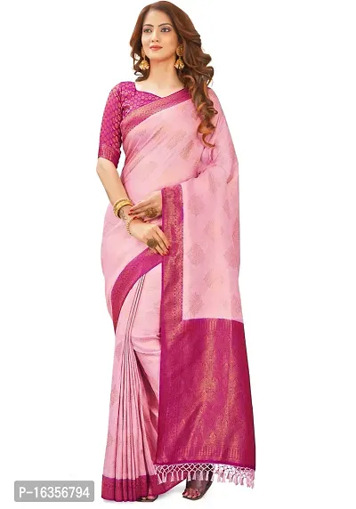 Stylish Art Silk Zari Work Saree With Blouse Piece For Women-thumb3