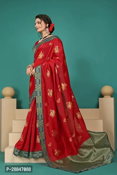 Stylish Red Art Silk Saree With Blouse Piece For Women