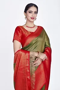 Stylish Art Silk Zari Work Saree With Blouse Piece For Women-thumb2