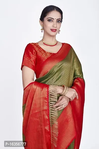 Stylish Art Silk Zari Work Saree With Blouse Piece For Women-thumb3