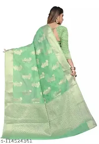 Stylish Silk Blend Zari Saree With Blouse Piece For Women-thumb2