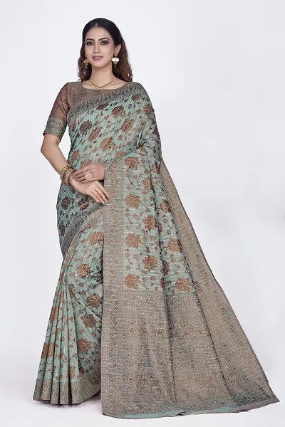 Attractive Polyester Blend Saree with Blouse piece 