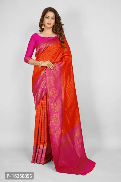 Stylish Art Silk Zari Work Saree With Blouse Piece For Women