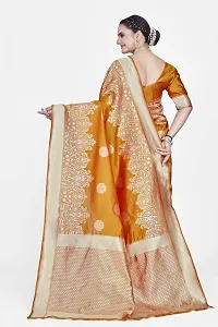 Stylish Silk Blend Zari Saree With Blouse Piece For Women-thumb1
