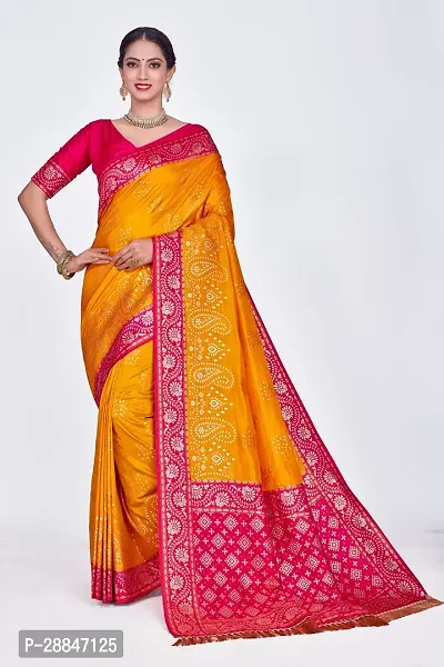 Stylish Yellow Art Silk Saree With Blouse Piece For Women