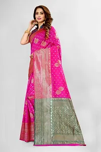 Stylish Silk Blend Zari Saree With Blouse Piece For Women-thumb2