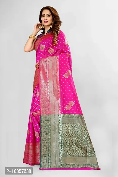 Stylish Silk Blend Zari Saree With Blouse Piece For Women-thumb3