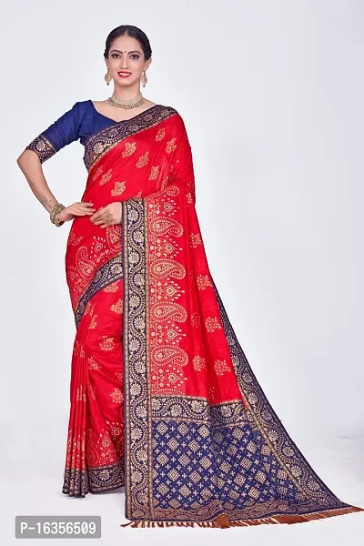 Stylish Art Silk Zari Work Saree With Blouse Piece For Women