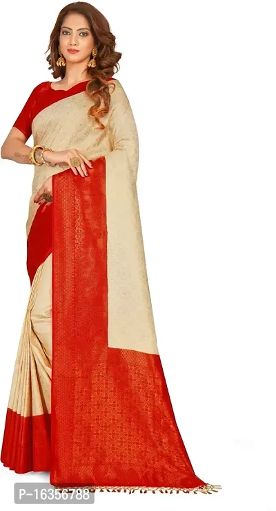 Stylish Art Silk Zari Work Saree With Blouse Piece For Women-thumb0