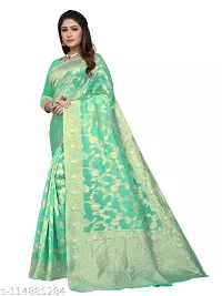 Stylish Silk Blend Zari Saree With Blouse Piece For Women-thumb1