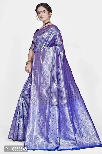 Stylish Silk Blend Zari Saree With Blouse Piece For Women-thumb4