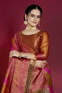 Stylish Silk Blend Zari Saree With Blouse Piece For Women-thumb2