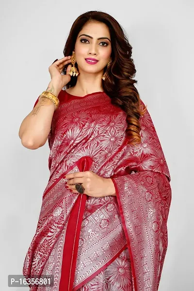 Stylish Art Silk Zari Work Saree With Blouse Piece For Women-thumb4