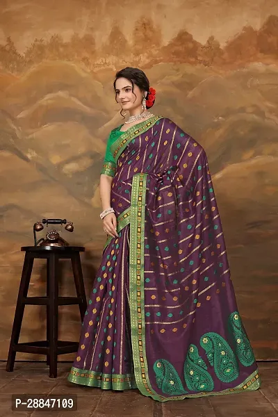 Stylish Purple Art Silk Saree With Blouse Piece For Women-thumb0