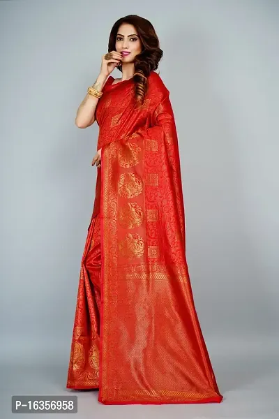 Stylish Art Silk Zari Work Saree With Blouse Piece For Women-thumb3