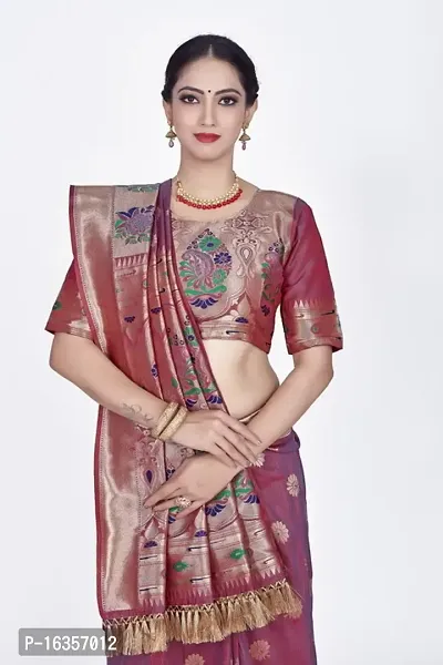 Stylish Art Silk Zari Work Saree With Blouse Piece For Women-thumb3