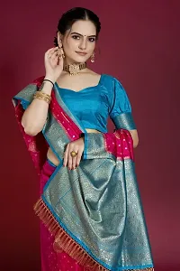 Stylish Silk Blend Zari Saree With Blouse Piece For Women-thumb2