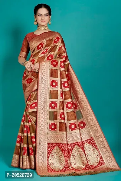 Stylish Silk Blend Zari Saree With Blouse Piece For Women