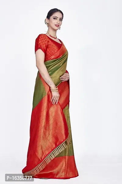 Stylish Art Silk Zari Work Saree With Blouse Piece For Women-thumb5