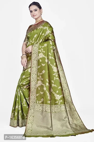 Stylish Silk Blend Zari Saree With Blouse Piece For Women-thumb4