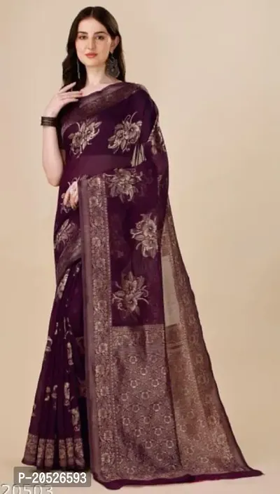 Stylish Silk Blend Zari Saree With Blouse Piece For Women