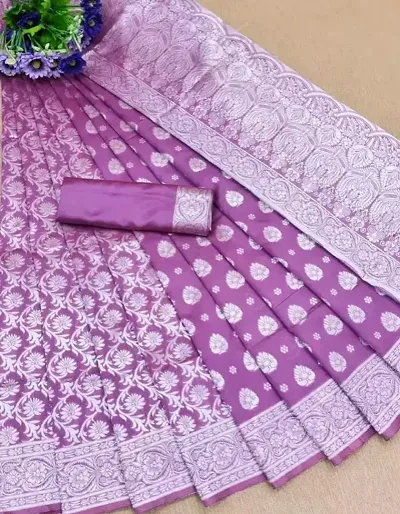 Stylish Banarasi Silk Jacquard Saree With Blouse Piece For Women