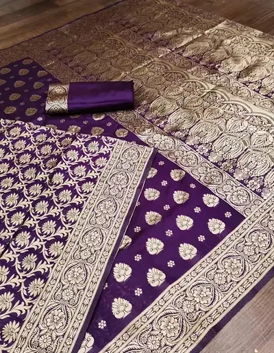Banarasi Silk Jacquard Sarees With Blouse Piece
