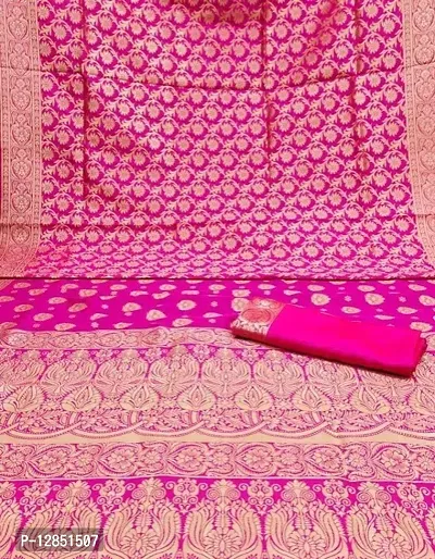 Stylish Banarasi Silk Jacquard Saree With Blouse Piece For Women