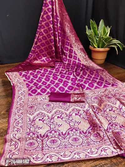 Classic Art Silk Jacquard Saree With Blouse Piece For Women-thumb0