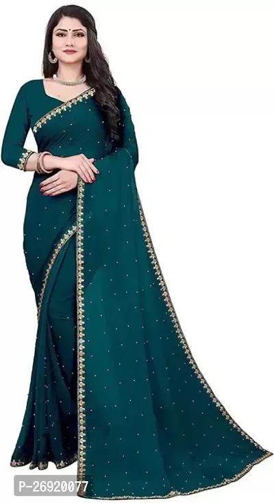 Fancy Lycra Moti Work Saree With Blouse Piece