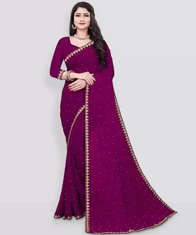 Fancy Lycra Moti Work Saree With Blouse Piece