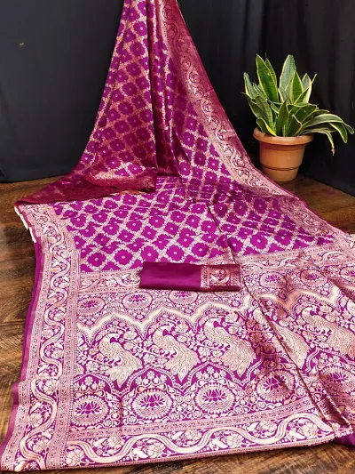 Banarasi Art Silk Jacquard Sarees With Blouse Piece