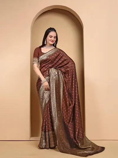 Best Selling Art Silk Saree with Blouse piece 