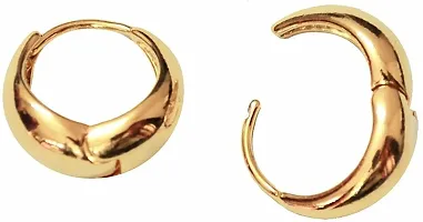 Golden Stainless Steel  Hoop Earrings For Women Pack Of 2-thumb1