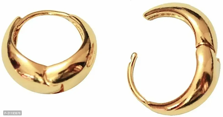 Golden Stainless Steel  Hoop Earrings For Women Pack Of 2-thumb2