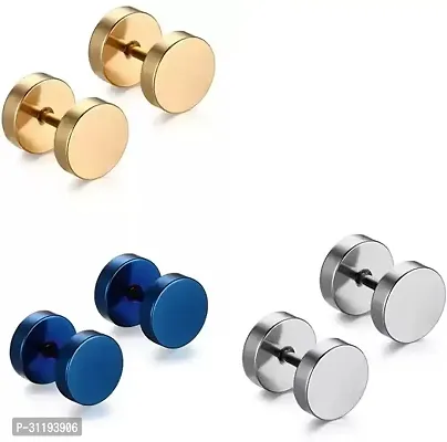 Multicoloured Stainless Steel  Studs Earrings For Women Pack Of 3