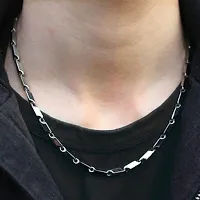 Alluring Silver Stainless Steel Chain For Men-thumb1