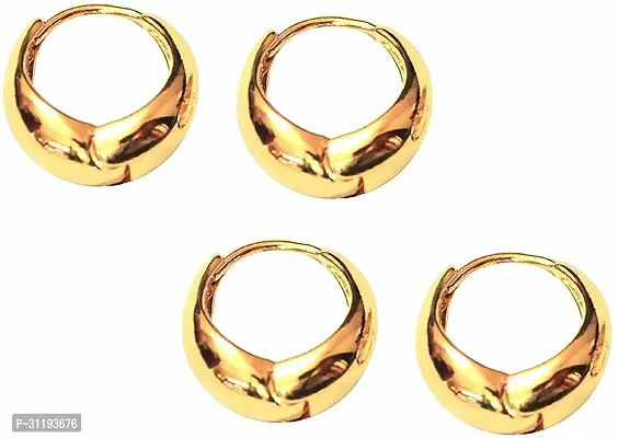 Golden Stainless Steel  Hoop Earrings For Women Pack Of 2-thumb0