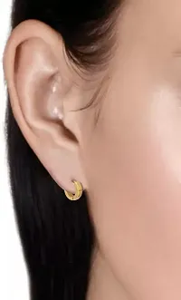 Golden Stainless Steel  Hoop Earrings For Women-thumb1