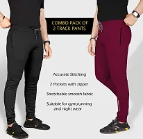 Pink Formal Men's Combo Slim Fit Active Track Pants with Pockets | Men's Trousers for Sports, Gyming, Casual Wear | Pack of 2 (2XL, Black - Wine)-thumb3