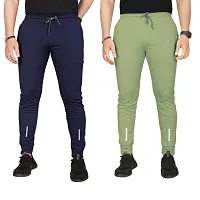 Pink Formal Men's Slim Fit Active Track Pants with Pockets | Men's Trousers for Sports, Gyming, Casual Wear (Combo Pack of 2) (2XL)-thumb3