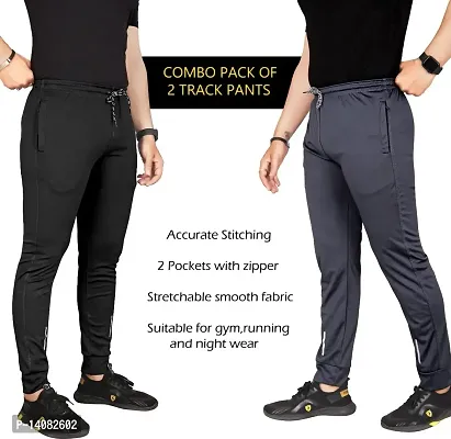 Pink Formal Men's Combo Slim Fit Active Track Pants with Pockets | Men's Trousers for Sports, Gyming, Casual Wear | Pack of 2-thumb4