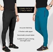 Pink Formal Men's Combo Slim Fit Active Track Pants with Pockets | Men's Trousers for Sports, Gyming, Casual Wear | Pack of 2 (XL, Black - Teal)-thumb1