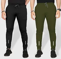 Pink Formal Lycra Slim Fit Sports Joggers Track Pants Combo Pack of 2 for Men (2XL) Black - Olive-thumb3